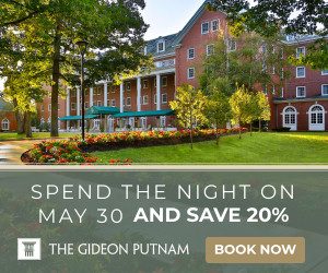 Gideon Putnam ad. Spend the night on May 30 and save 20%. Book now.