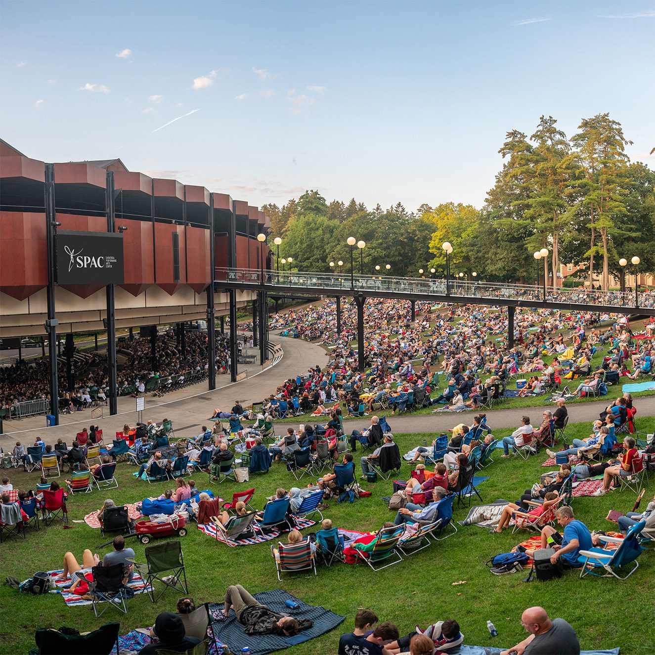 audience on the lawn at spac