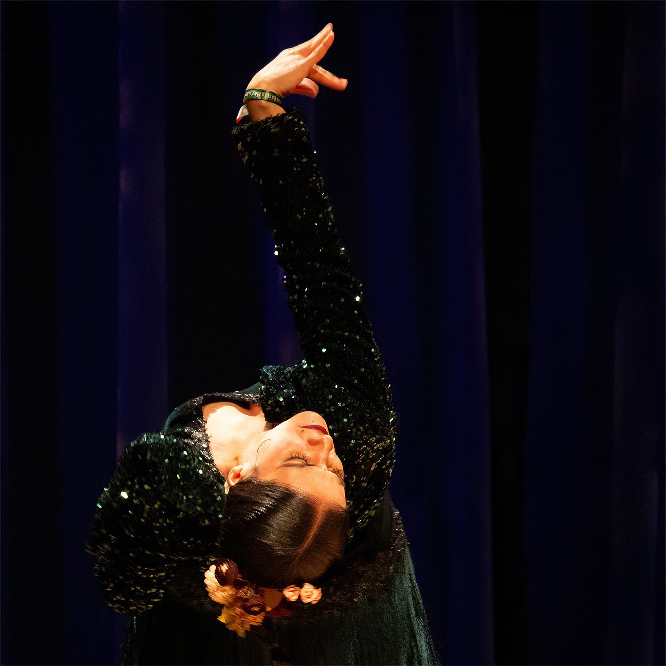 flamenco dancer with their arm raised